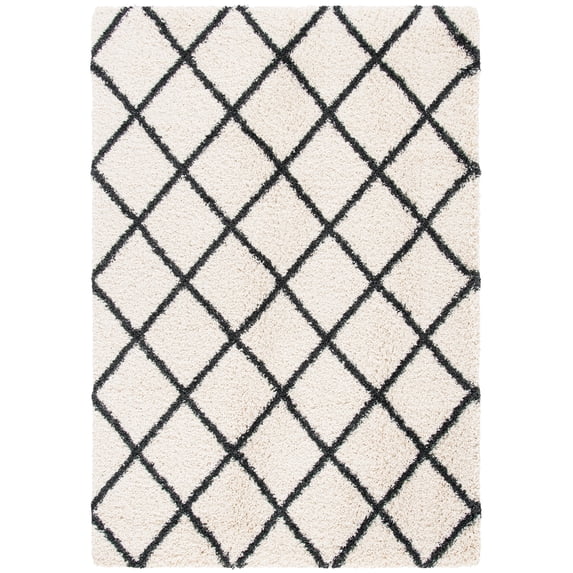 SAFAVIEH Hudson Shag Jackson Trellis Area Rug, Ivory/Dark Grey, 8' x 10'