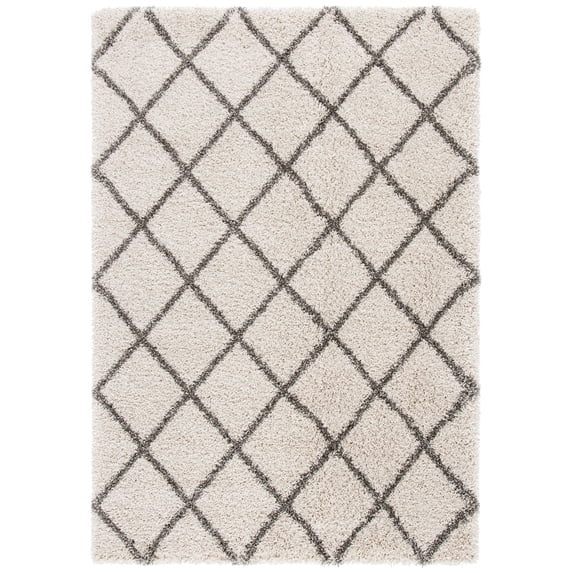 SAFAVIEH Hudson Shag Jackson Trellis Area Rug, Ivory/Grey, 5'3" x 7'6"