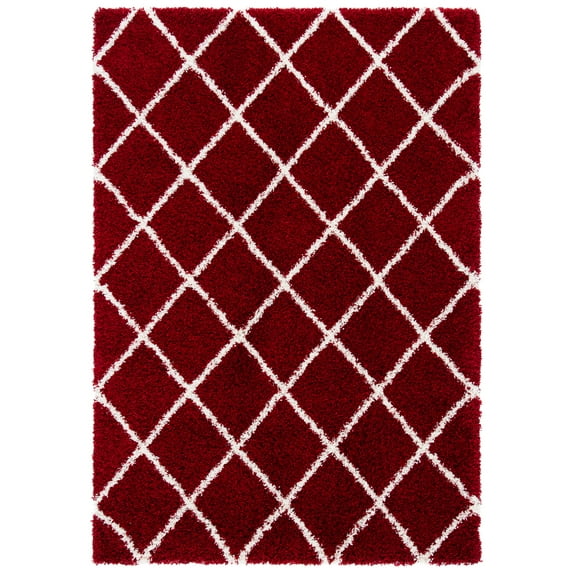 SAFAVIEH Hudson Shag Jackson Trellis Area Rug, Red/Ivory, 4' x 6'