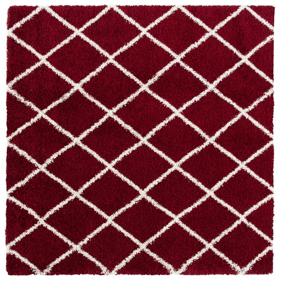 SAFAVIEH Hudson Shag Jackson Trellis Area Rug, Red/Ivory, 7' x 7' Square