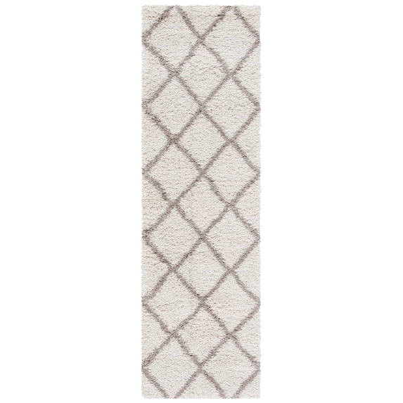 SAFAVIEH Hudson Shag Jackson Trellis Runner Rug, Ivory/Beige, 2'3" x 8'