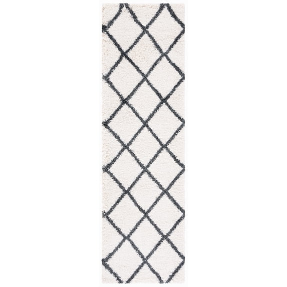 SAFAVIEH Hudson Shag Jackson Trellis Runner Rug, Ivory/Dark Grey, 2'3" x 8'