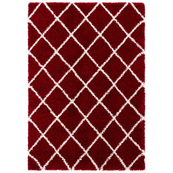 SAFAVIEH Hudson Shag Jackson Trellis Runner Rug, Red/Ivory, 2'3" x 8'