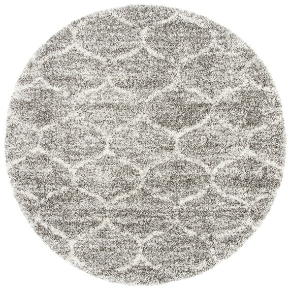 SAFAVIEH Hudson Shag Jacob Geometric Area Rug, Grey/Ivory, 7' x 7' Round