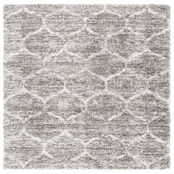 SAFAVIEH Hudson Shag Jacob Geometric Area Rug, Grey/Ivory, 7' x 7' Square