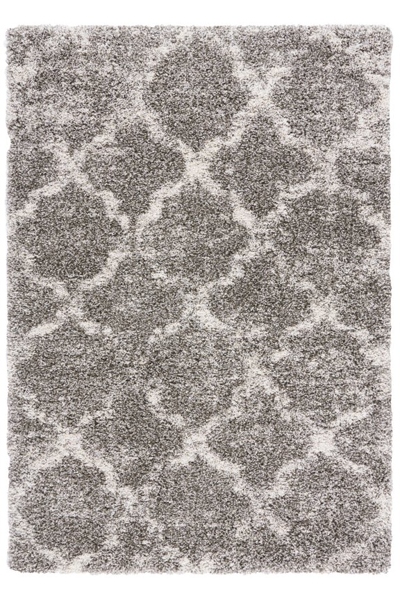 Hudson Shag Jacqueline Quatrefoil Area Rug, Grey/Ivory, 8' x 10'