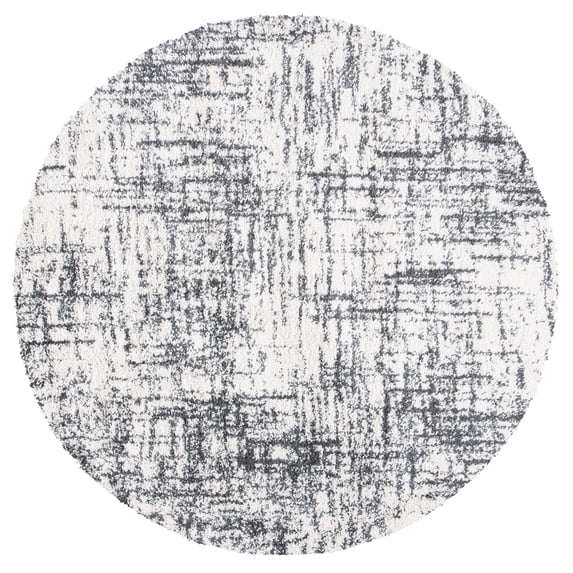 SAFAVIEH Hudson Shag Jada Abstract Area Rug, Ivory/Dark Grey, 7' x 7' Round