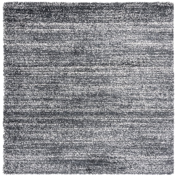SAFAVIEH Hudson Shag Jaden Striped Area Rug, Dark Grey/Ivory, 7' x 7' Square