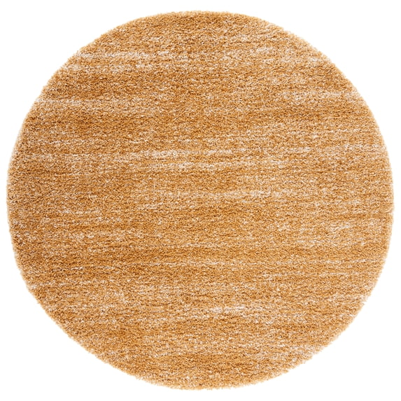 SAFAVIEH Hudson Shag Jaden Striped Area Rug, Gold/Ivory, 7' x 7' Round