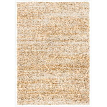 SAFAVIEH Hudson Shag Jaden Striped Area Rug, Ivory/Gold, 5'3" x 7'6"