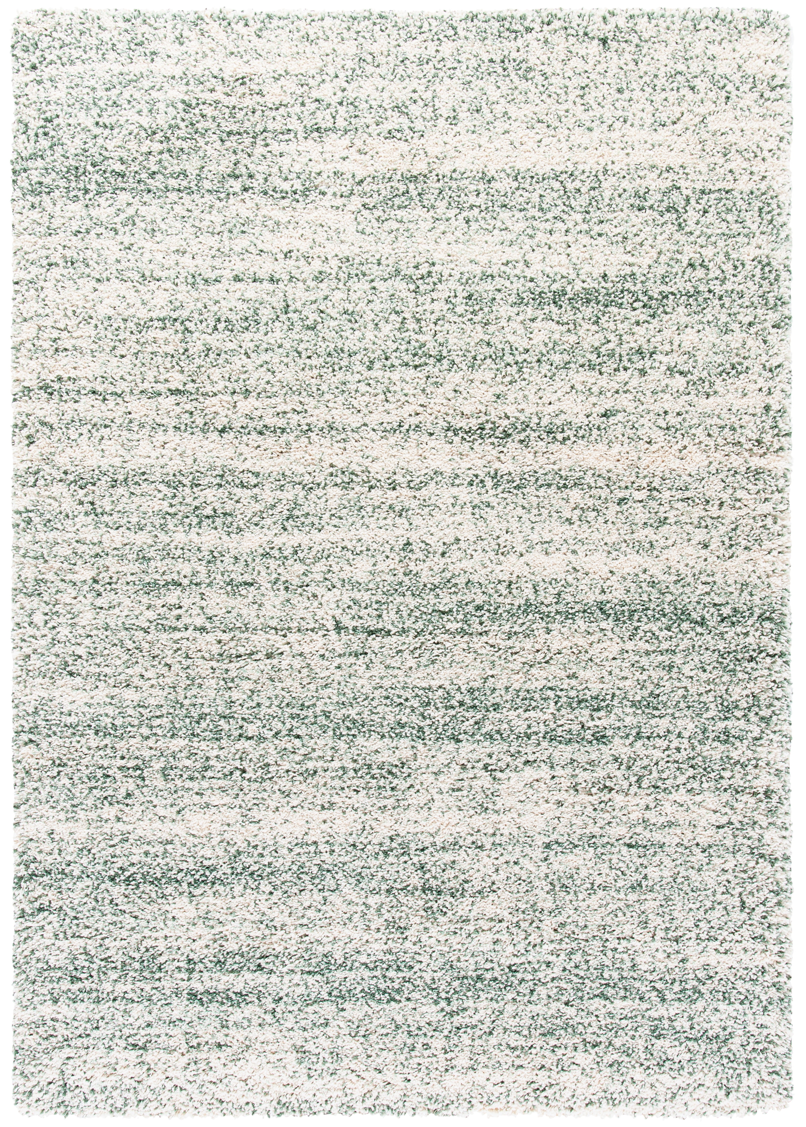 Ivory and Green Rectangular Shag Area Rug