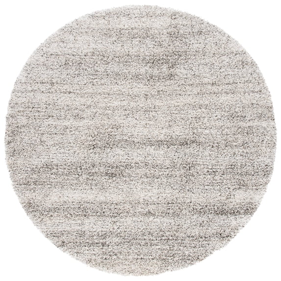 SAFAVIEH Hudson Shag Jaden Striped Area Rug, Ivory/Grey, 8' x 8' Round