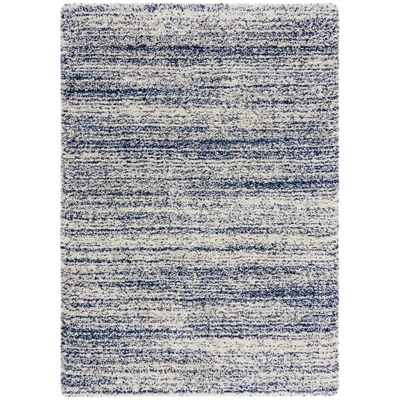 SAFAVIEH Hudson Shag Jaden Striped Area Rug, Ivory/Navy, 4' x 6'
