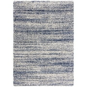 SAFAVIEH Hudson Shag Jaden Striped Area Rug, Ivory/Navy, 5'3" x 7'6"