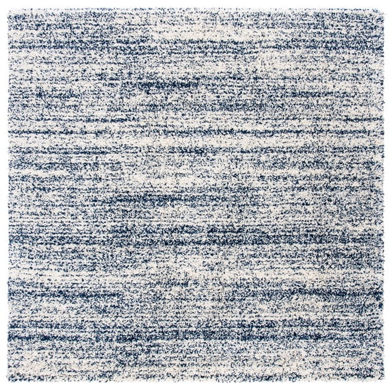 SAFAVIEH Hudson Shag Jaden Striped Area Rug, Ivory/Navy, 5' x 5' Square