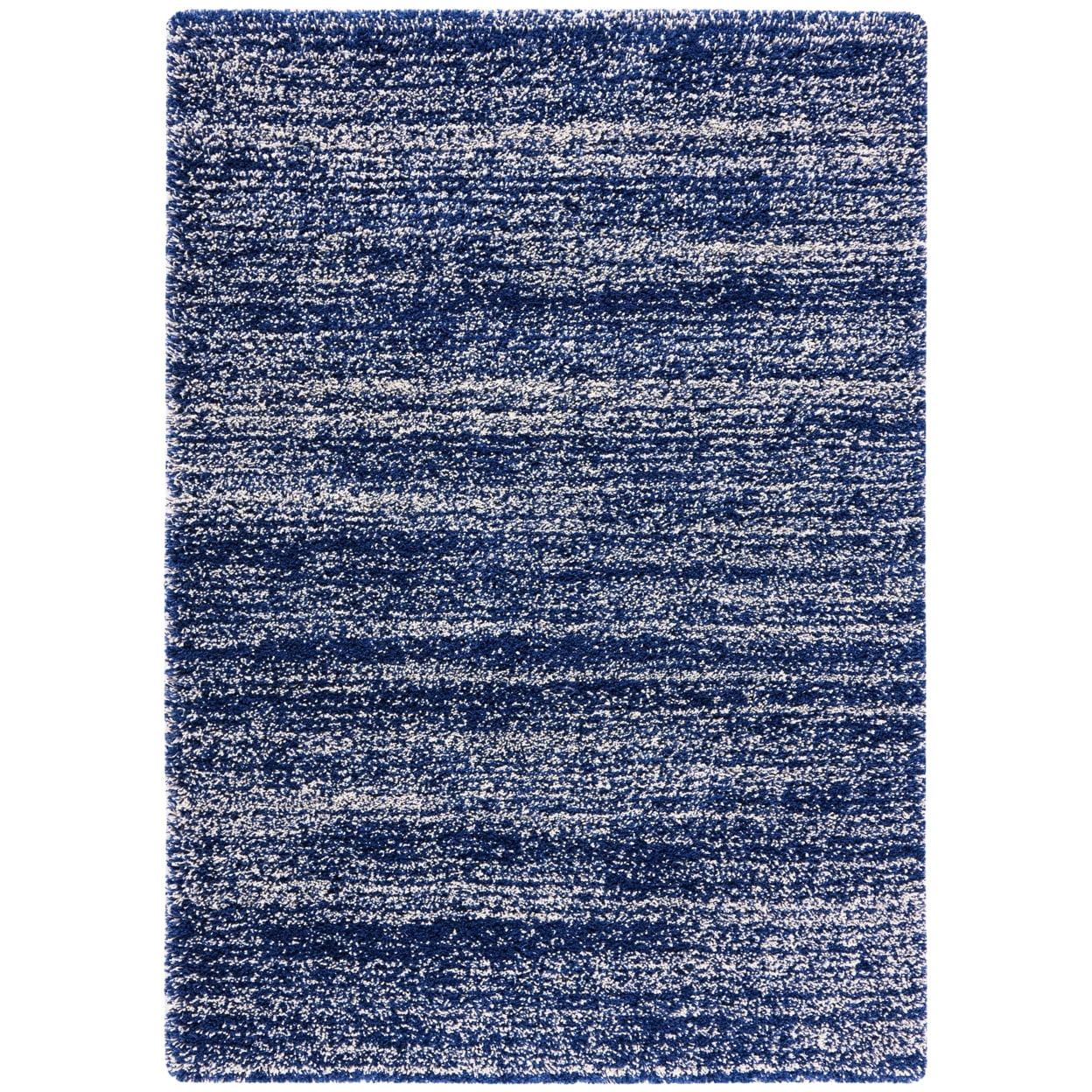 Navy and Ivory Hand-Knotted Shag Area Rug 4' x 6'
