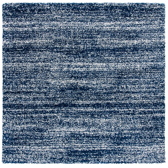 SAFAVIEH Hudson Shag Jaden Striped Area Rug, Navy/Ivory, 7' x 7' Square