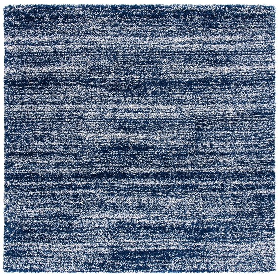 SAFAVIEH Hudson Shag Jaden Striped Area Rug, Navy/Ivory, 7' x 7' Square