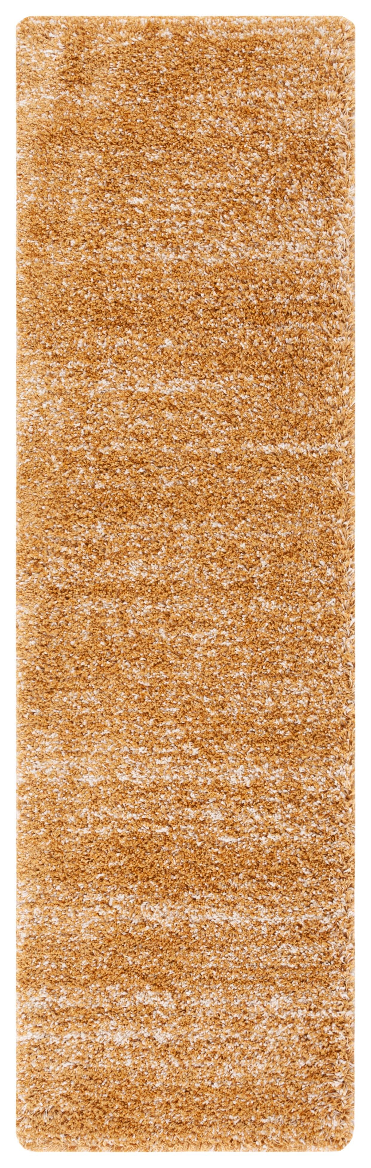 SAFAVIEH Hudson Shag Jaden Striped Runner Rug, Gold/Ivory, 2'3" x 8'
