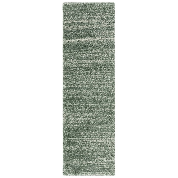 SAFAVIEH Hudson Shag Jaden Striped Runner Rug, Green/Ivory, 2'3" x 8'
