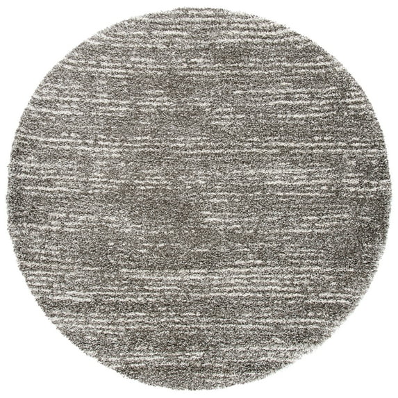 SAFAVIEH Hudson Shag Jadyn Striped Area Rug, Grey/Ivory, 7' x 7' Round