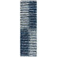 thumbnail image 1 of SAFAVIEH Hudson Shag Jagoda Striped Runner Rug, Navy/Ivory, 2'3" x 8', 1 of 8