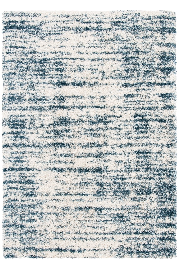 Hudson Shag Jahn Abstract Area Rug, Ivory/Slate Blue, 4' x 6'