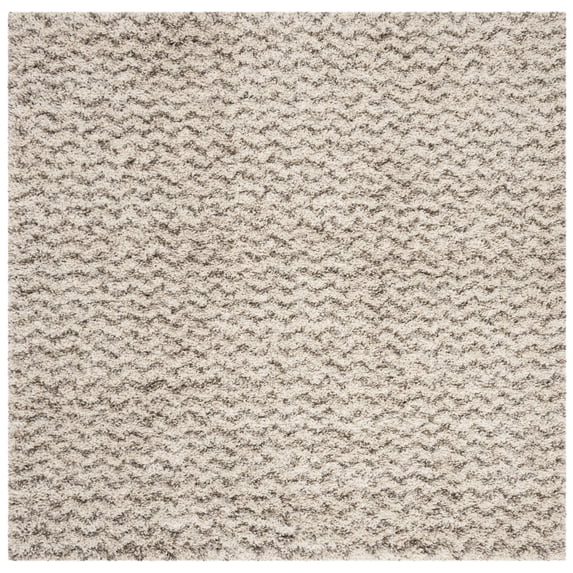 SAFAVIEH Hudson Shag Jaime Chevron Area Rug, Ivory/Grey, 3' x 3' Square