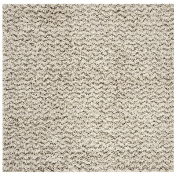 SAFAVIEH Hudson Shag Jaime Chevron Area Rug, Ivory/Grey, 8' x 8' Square