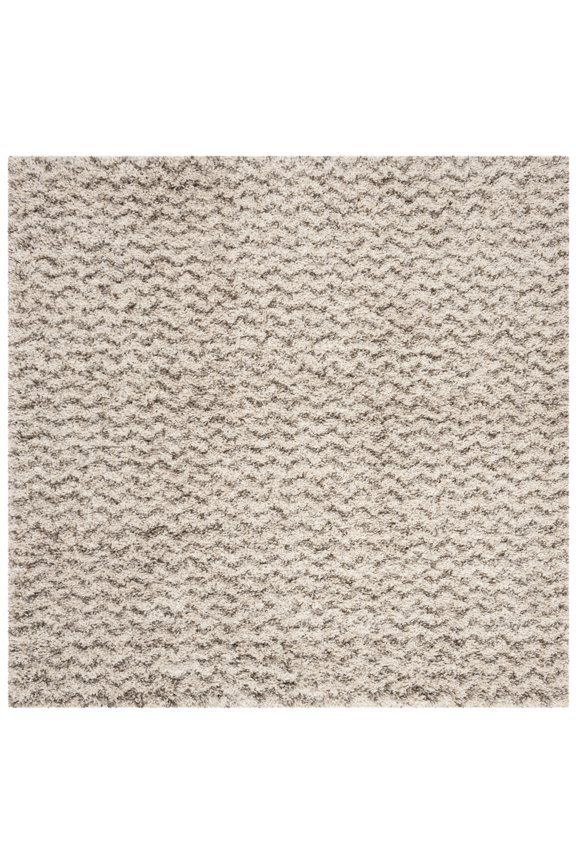 Hudson Shag Jaime Chevron Area Rug, Ivory/Grey, 8' x 8' Square