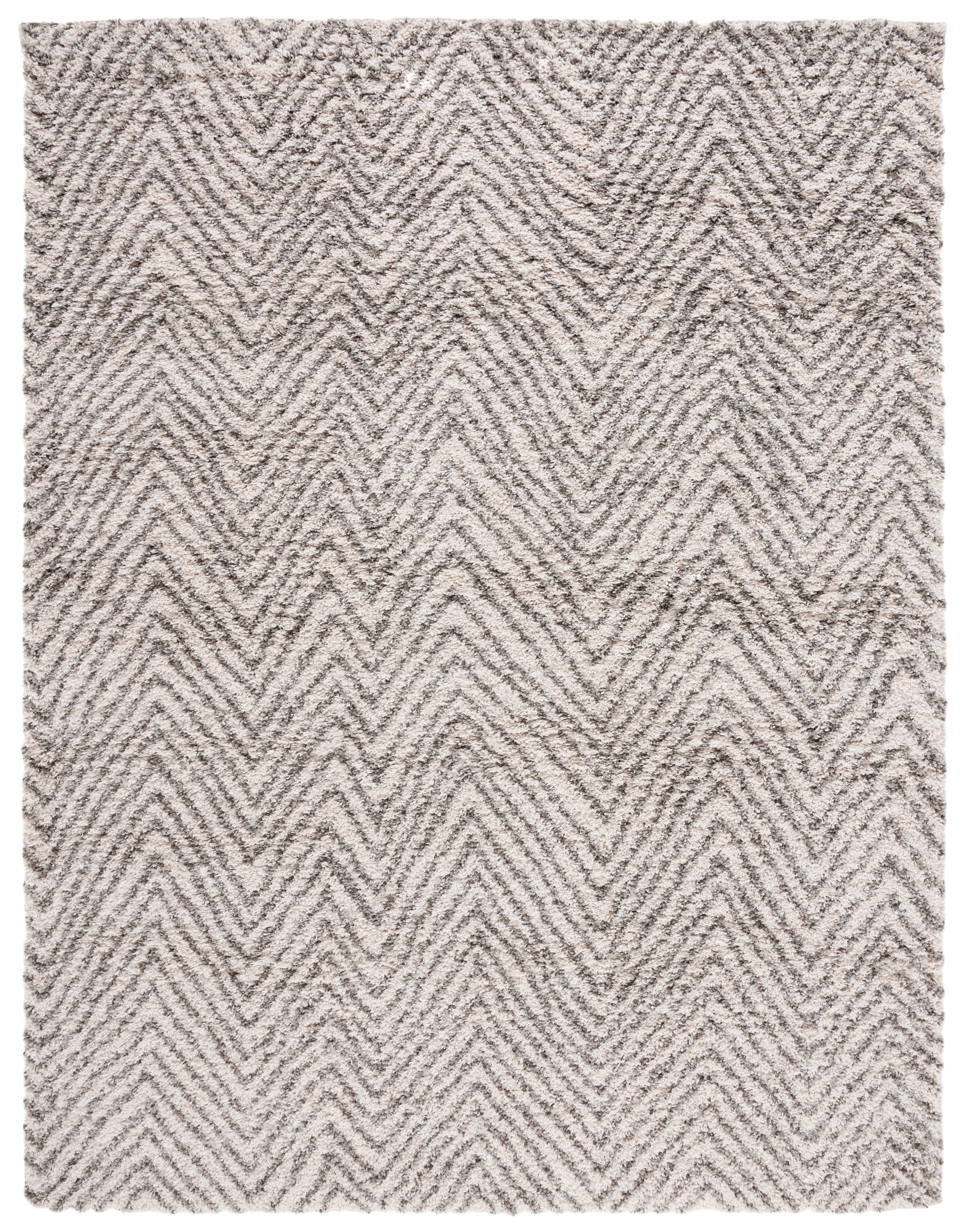 SAFAVIEH Hudson Shag Jake Chevron Area Rug, Ivory/Grey, 10' x 14'