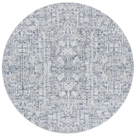 SAFAVIEH Hunter Sandford Abstract Polyester Area Rug, Ivory/Dark Grey/Sage, 6'7" x 6'7" Round