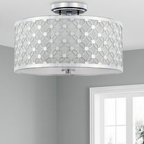 SAFAVIEH Hutch 3-Light 15 in. Dia. Geometric Flush Mount, Chrome