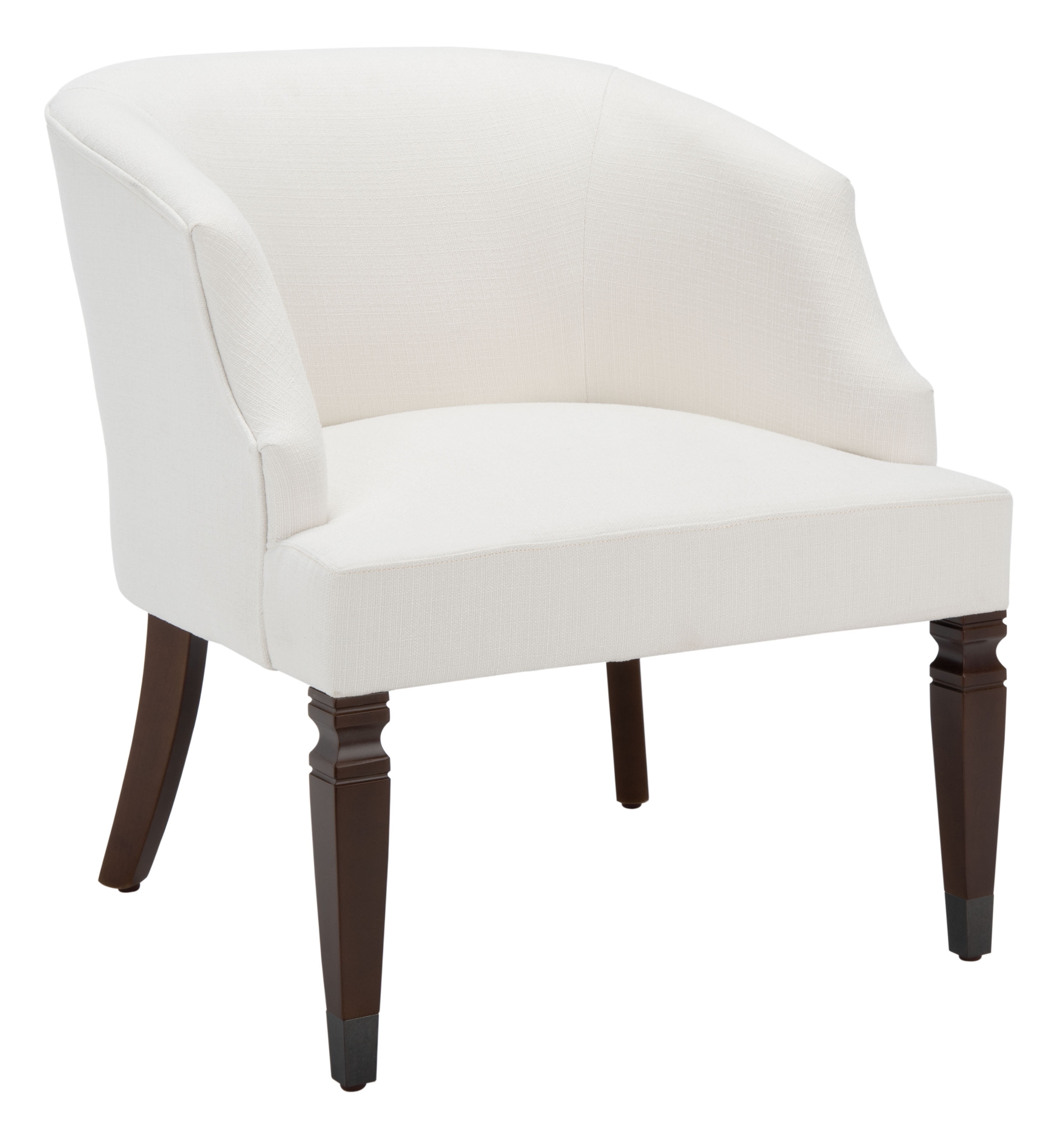 Elegant White Velvet Accent Chair with Walnut Wood Legs
