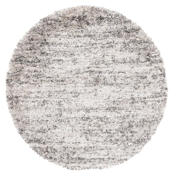 SAFAVIEH Iceland Hannah Abstract Shag Area Rug, Cream/Grey, 6'7" x 6'7" Round