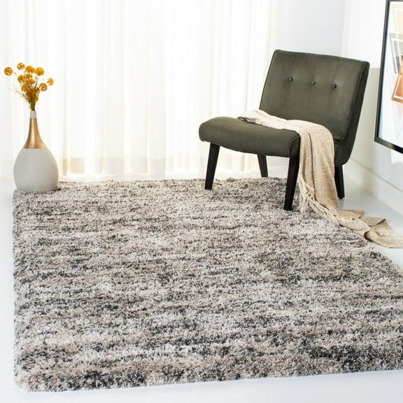 SAFAVIEH Iceland Hannah Abstract Shag Area Rug, Cream/Grey, 8' x 10'