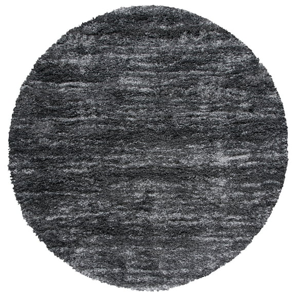 SAFAVIEH Iceland Issie Abstract Shag Area Rug, Dark Grey/Ivory, 6'7" x 6'7" Round