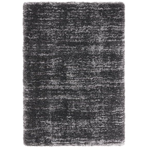 SAFAVIEH Iceland Issie Abstract Shag Area Rug, Dark Grey/Ivory, 9' x 12'