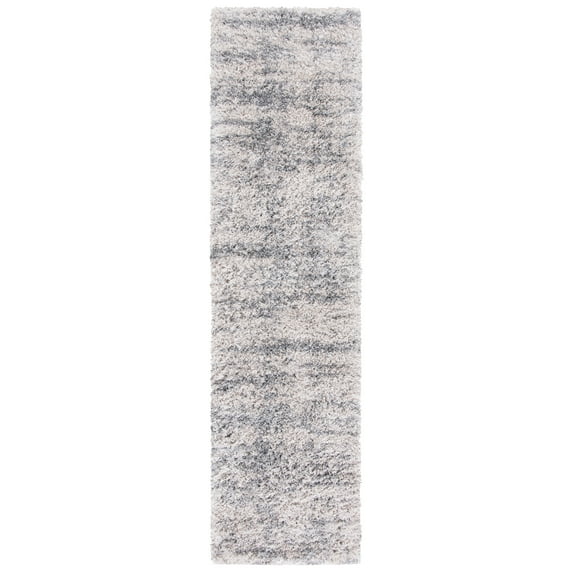 SAFAVIEH Iceland Issie Abstract Shag Runner Rug, Ivory/Grey, 2' x 8'