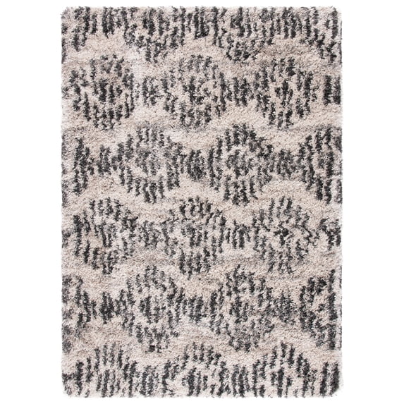 SAFAVIEH Iceland Milton Chevron Shag Area Rug, Cream/Grey, 5'3" x 7'6"