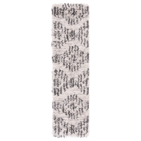 SAFAVIEH Iceland Milton Chevron Shag Runner Rug, Cream/Grey, 2' x 8'
