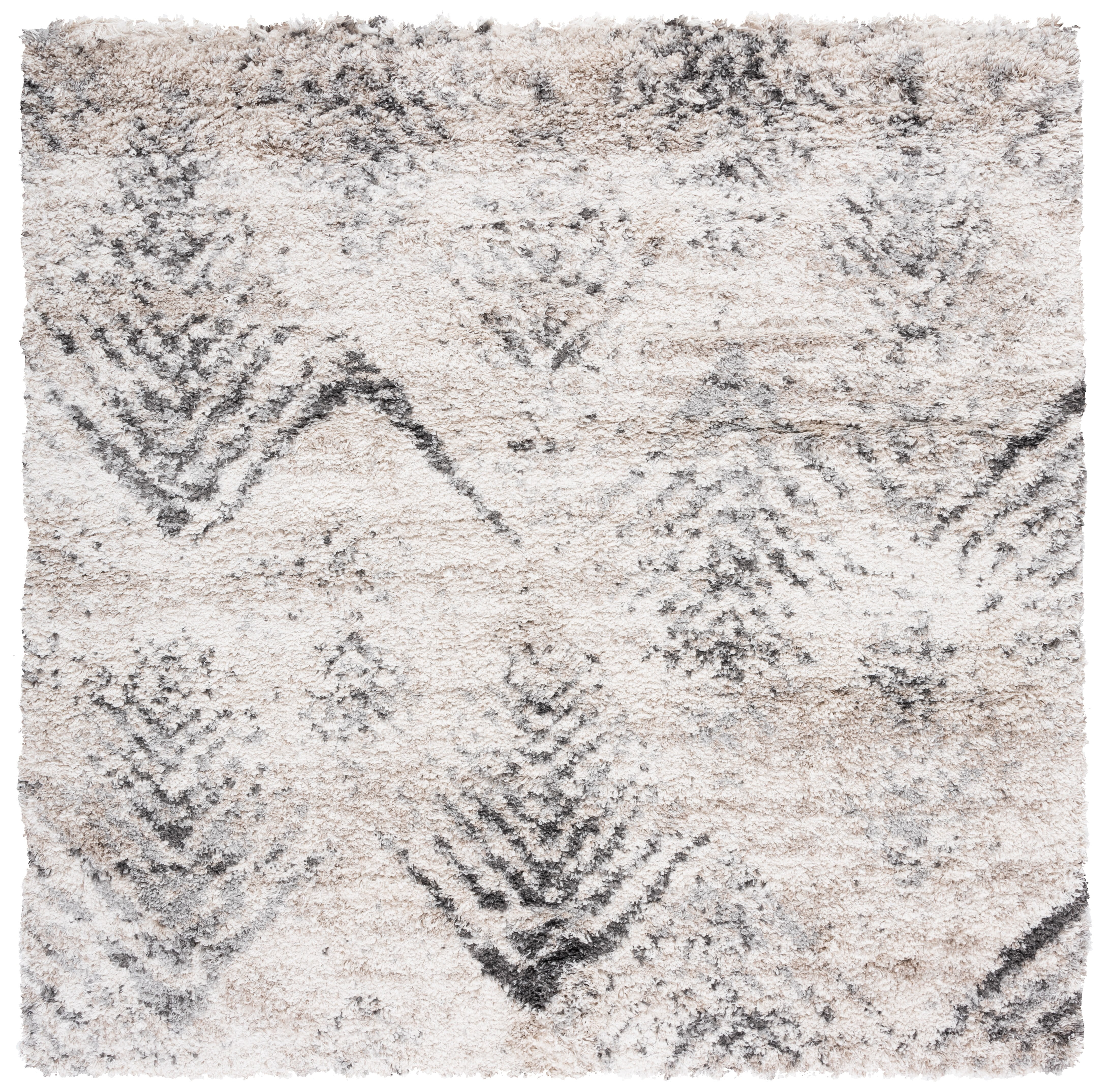 Gray Square Hand-knotted Shag Rug 59" Synthetic