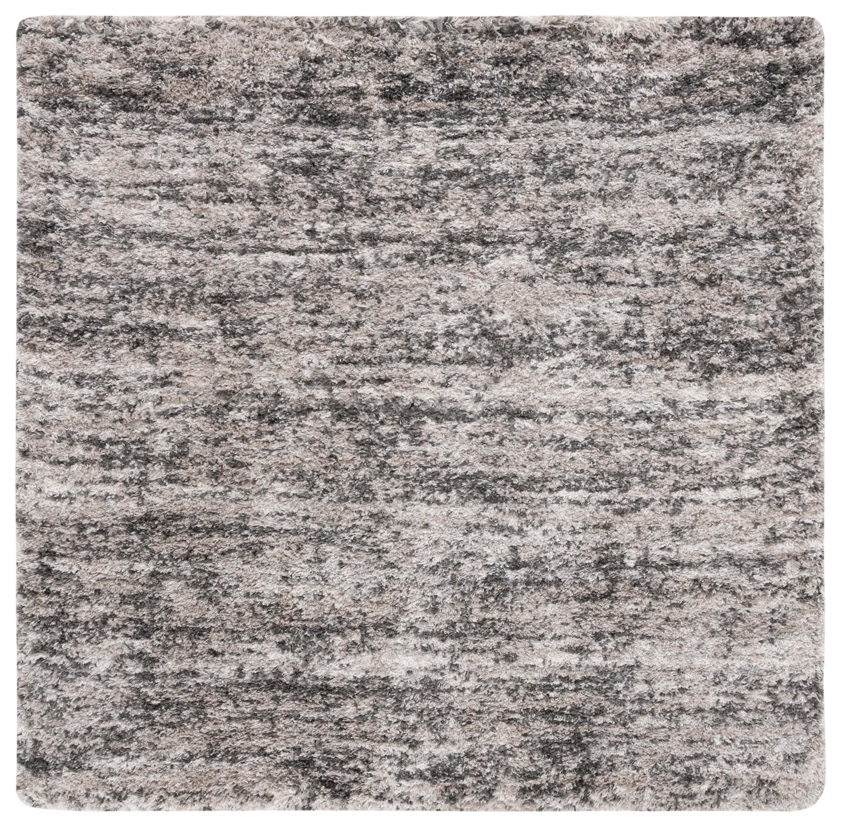 Gray Square Hand-knotted Shag Area Rug, 6'7"