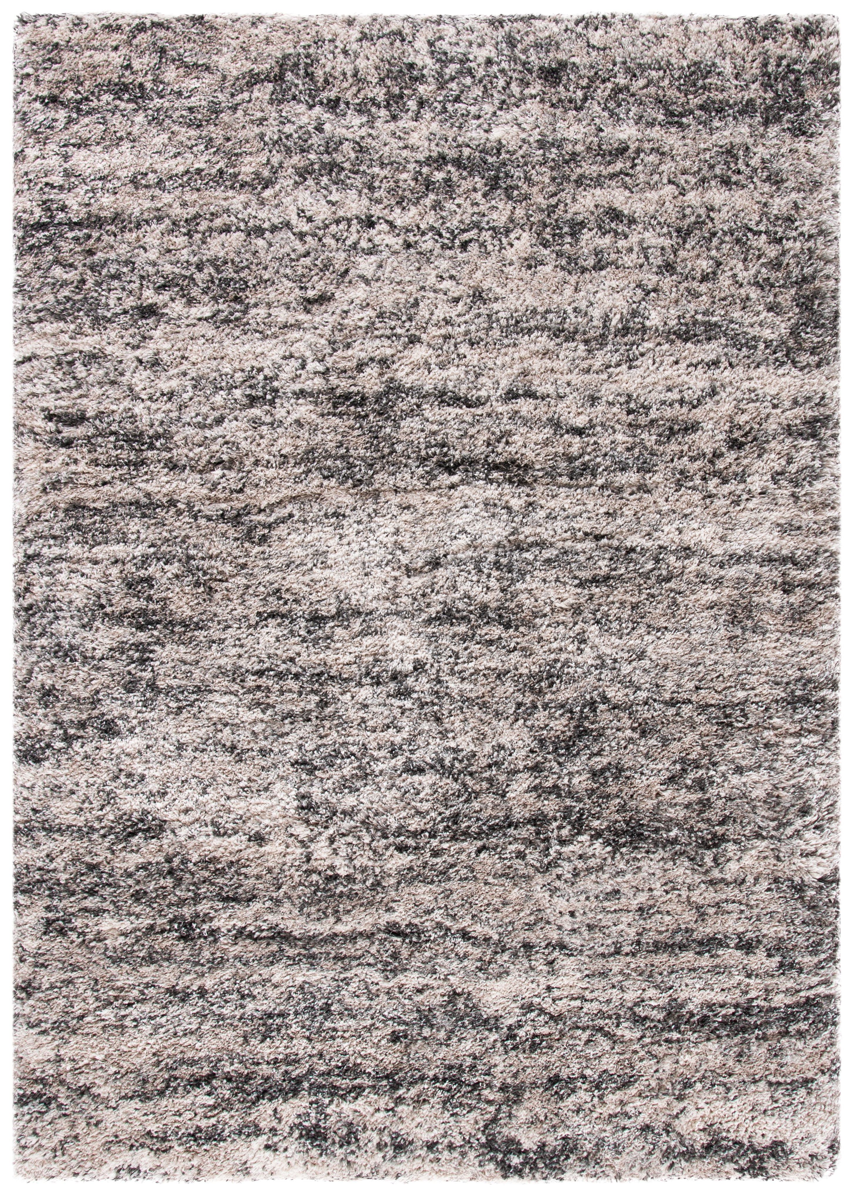 Gray Rectangular Shag Synthetic Area Rug