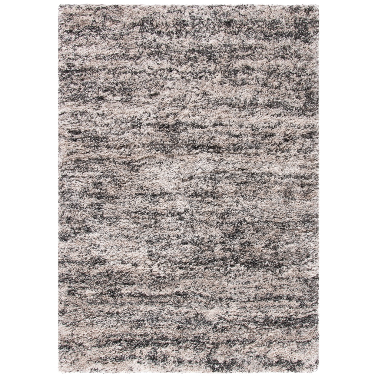 Iceland Cream and Grey Shag Runner Rug 2' x 8'