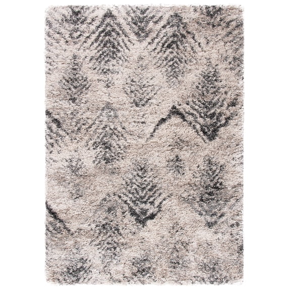 SAFAVIEH Iceland Wade Chevron Shag Area Rug, Cream/Grey, 5'3" x 7'6"