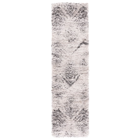 SAFAVIEH Iceland Wade Chevron Shag Runner Rug, Cream/Grey, 2' x 14'