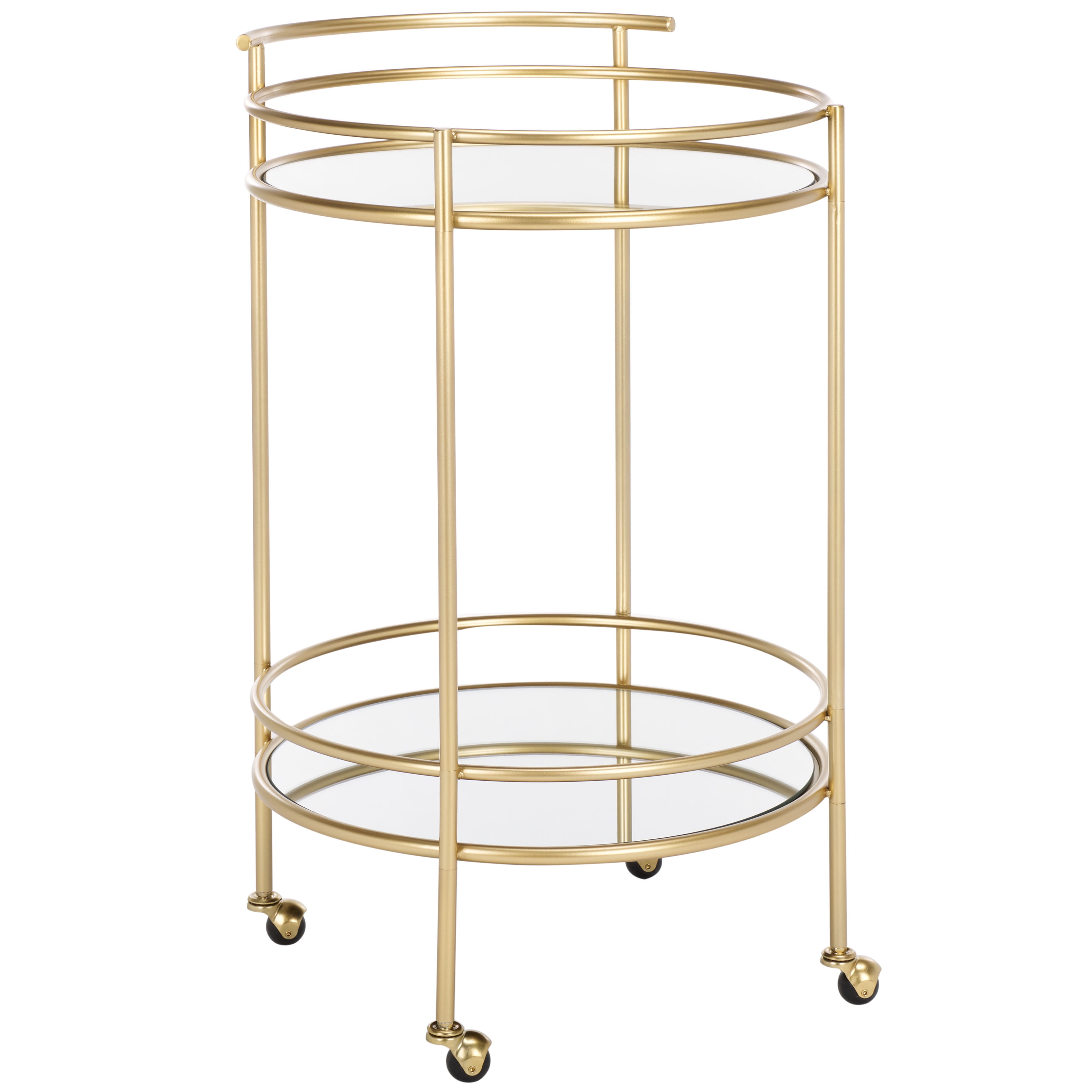 Ida Gold and Mirror Round 2-Tier Bar Cart