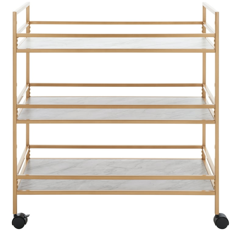 Safavieh Gold Metal Base with Glass Top Kitchen Cart (29.6-in x 16.5-in x 29.8-in) Safavieh Gold Metal Base with Glass Top Kitchen Cart (29.6-in x 16.5-in x 29.8-in)