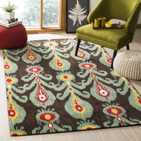 Safavieh Ikat Abbot Southwestern Wool Area Rug, Charcoal/Blue, 8' x 10'